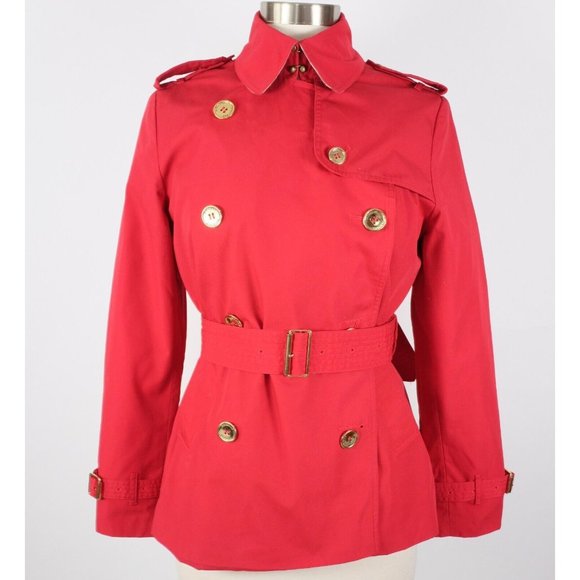 Burberry London US 6 jacket red double breasted belted nova trench short - Picture 3 of 16